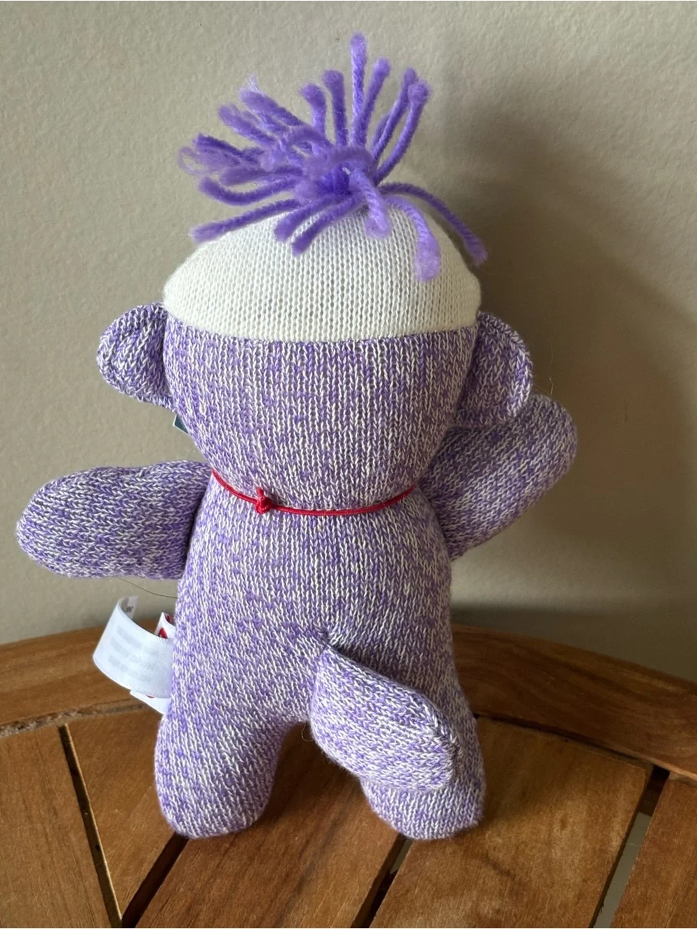 2010 Purple Sock Monkey Babies Plush Toy Knit 7.5”x6” Stuffed Animal